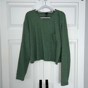 Green crop sweater.